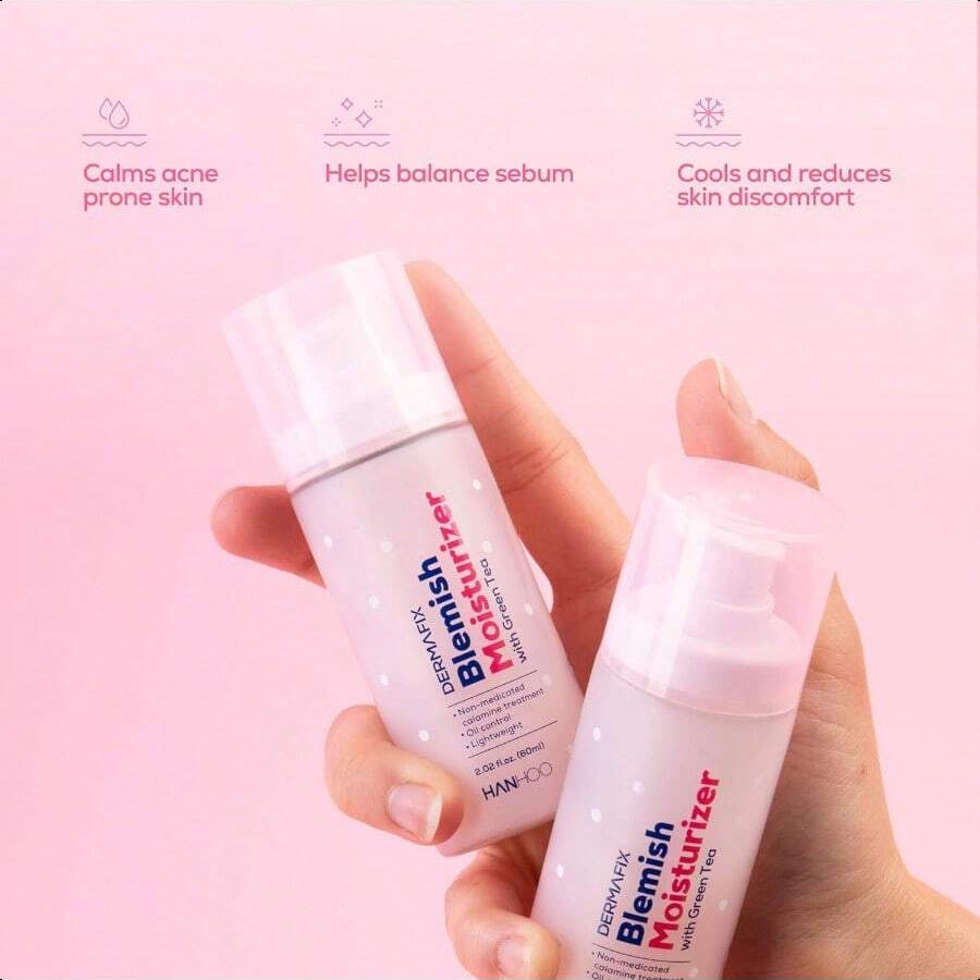 DermaFix Blemish Moisturizer, 2.02 Fl . Oz. 60ml, With Calamine, Green Tea, And Aloe, Lightweight Daily Facial Moisturizer, For Oily, Acne-Prone Skin, Moisturizer For Acne Regimen, Korean Skincare