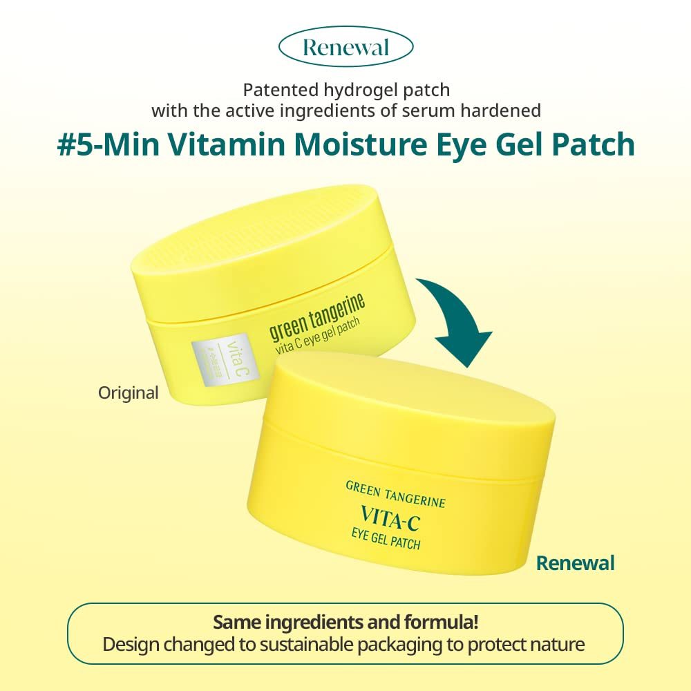 [GOODAL] Green Tangerine Vita C Eye Gel Patch 72gx60ea, 5 min Vitamin C Care, Hydrogel Sheet Mask, For all type, Blemishes care, Brightening | Eye Patch