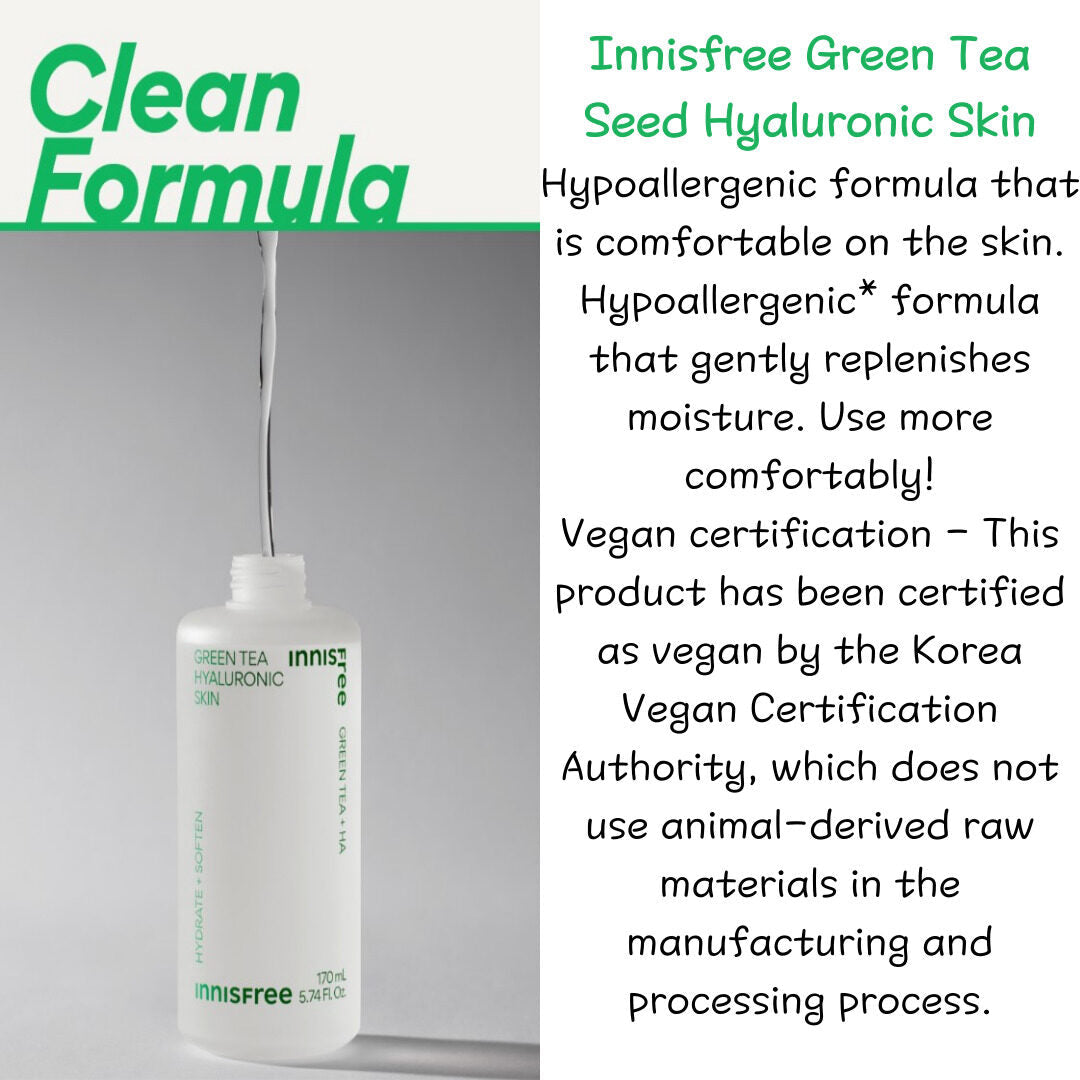 INNISFREE Green Tea  Hyaluronic Skin 170ml - 2023 renewed version