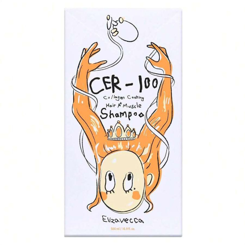 Elizavecca CER-100 Collagen Coating Hair A+ Muscle Shampoo, 16.9 Fl Oz 500ml