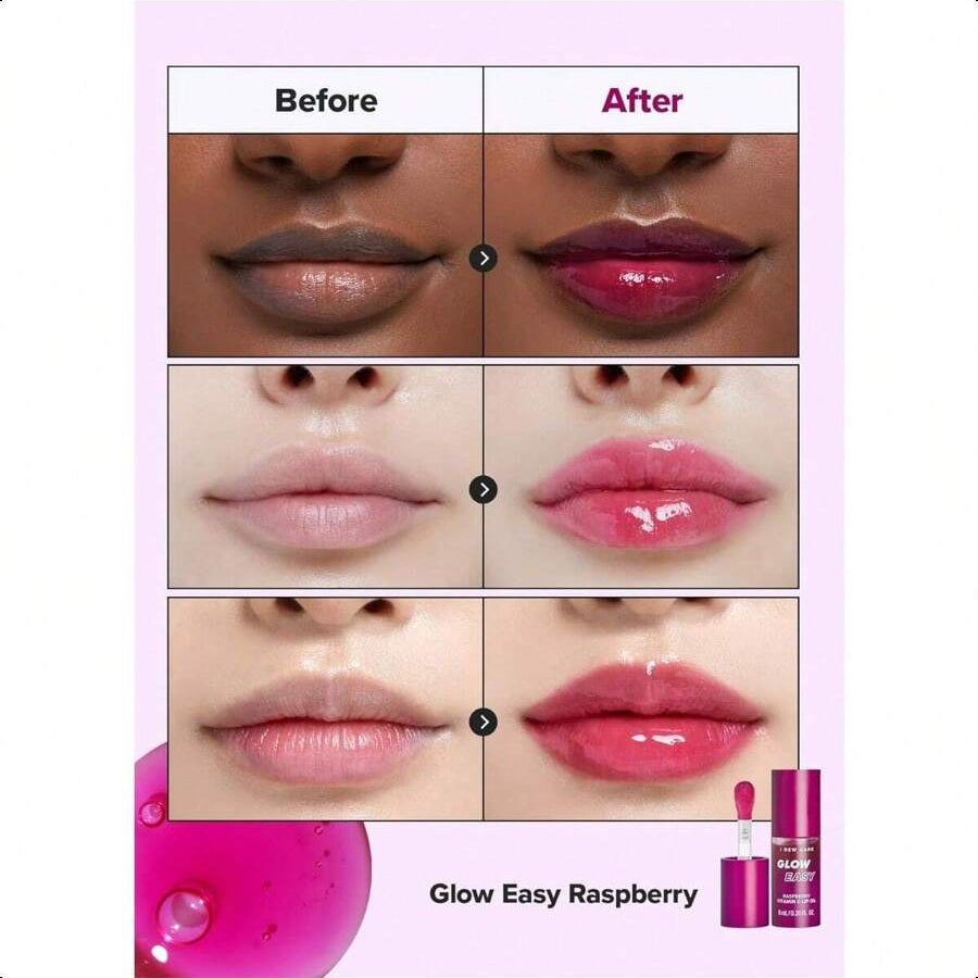 I Dew Care Lip Gloss - Glow Easy Raspberry 6ml/20 Oz | Jojoba Seed Oil, Vitamin C