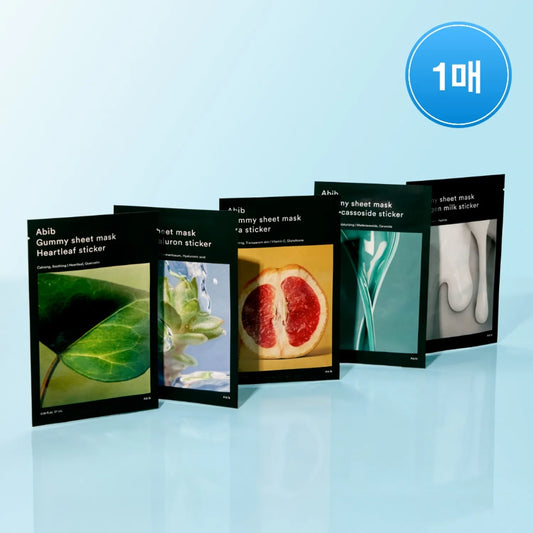 Abib Gummy Sheet Mask Sticker (10 sheet) &ndash; Heartleaf / Sedum Hyaluron / Madecassoside / Collagen Milk / Vita