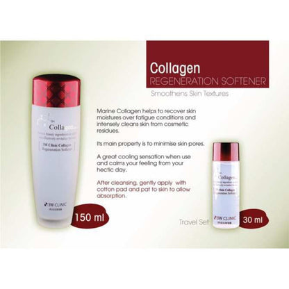 3w CLINIC Collagen skin care booster red box/Collagen Regeneration Softener 150ml/Collagen Regeneration Emulsion 150ml/Collagen Regeneration Cream 60ml 