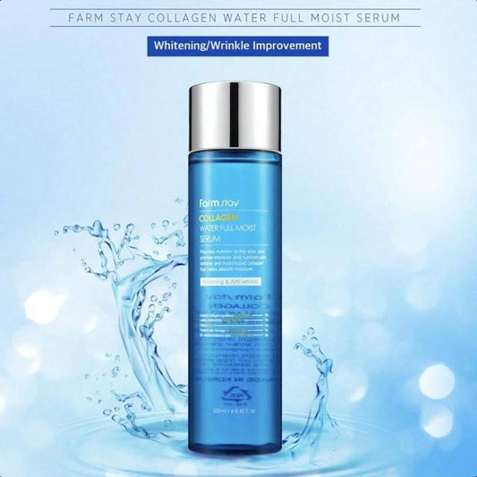 Farmstay Collagen Water Full Moist Serum 8.45 Fl. Oz/ 250ml | Moisturizing Serum With Hydrolyzed Collagen For Hydration And Elasticity, Korean Skin Care
