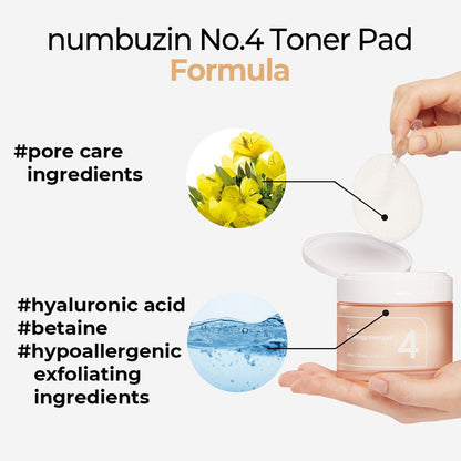 Numbuzin No.4 Pore Zero Peeled Egg Toner Pad 190ml / 70 Pads