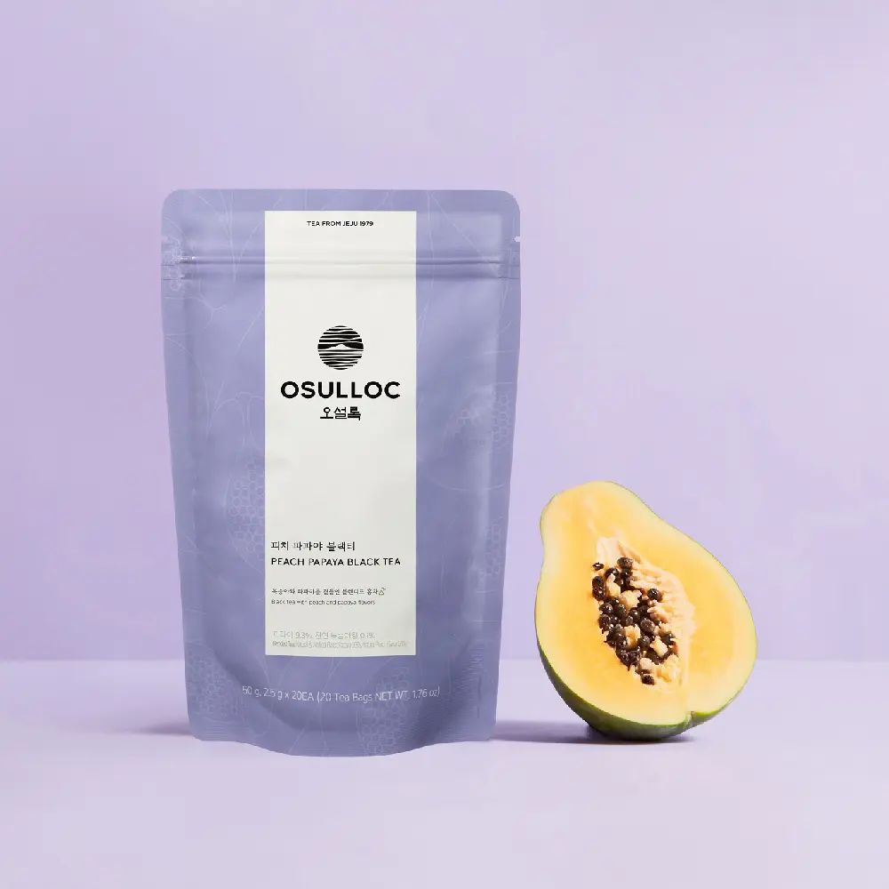 OSULLOC Peach Papaya Black Tea, 2.5g×20 Tea Bags 50g
