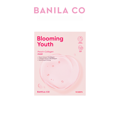 Banila Co ブルーミング ユース ピーチ コラーゲン フェイスマスク - 肌引き締めコラーゲンマスク (アンチエイジング)