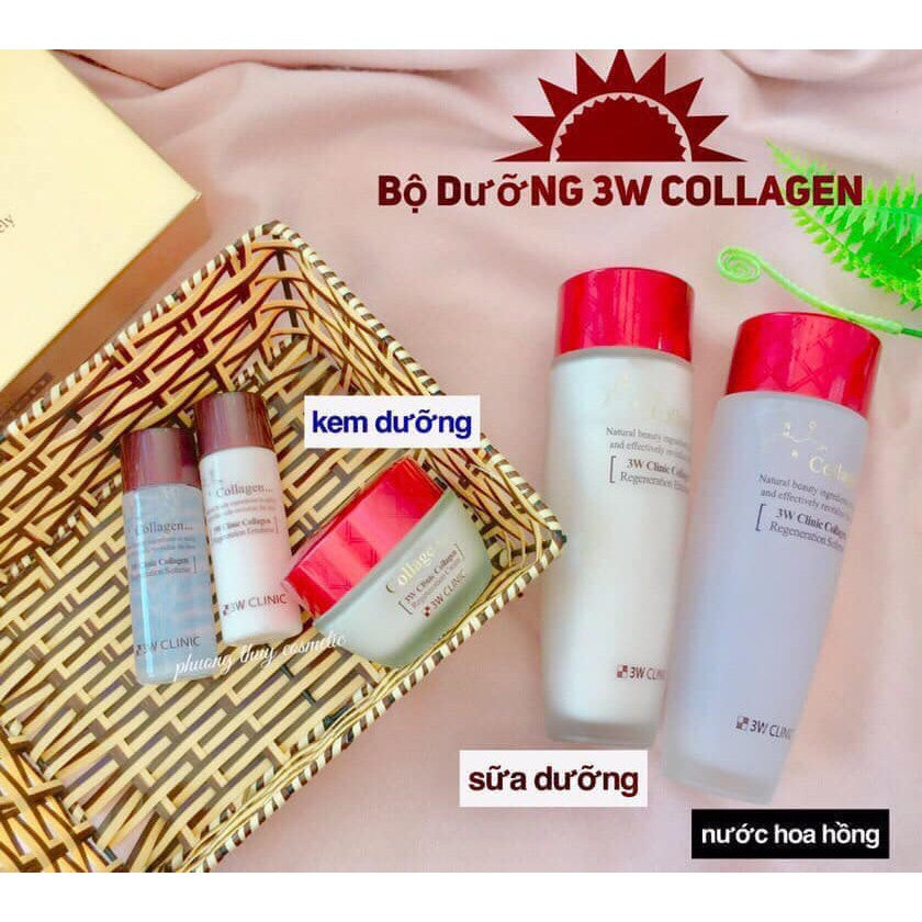 3w CLINIC Collagen skin care booster red box/Collagen Regeneration Softener 150ml/Collagen Regeneration Emulsion 150ml/Collagen Regeneration Cream 60ml 