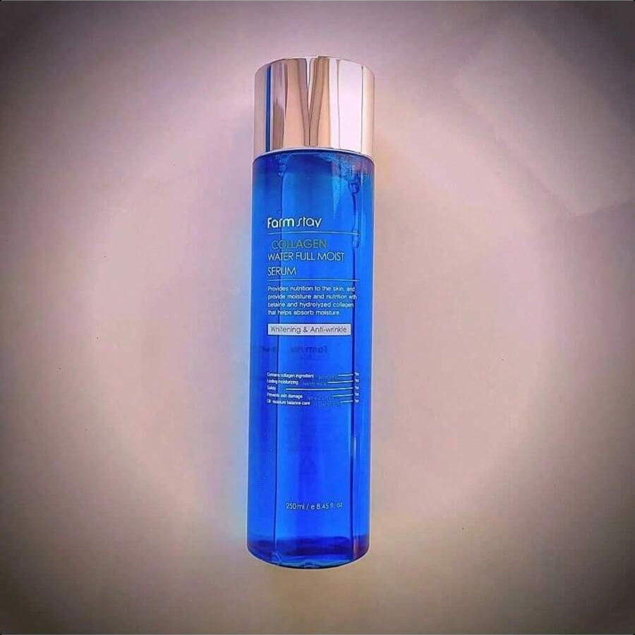 Farmstay Collagen Water Full Moist Serum 8.45 Fl. Oz/ 250ml | Moisturizing Serum With Hydrolyzed Collagen For Hydration And Elasticity, Korean Skin Care