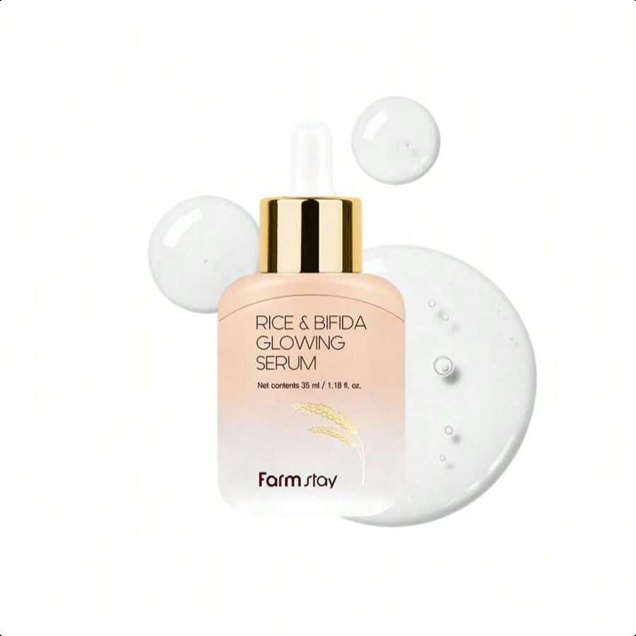 Farmstay Rice & Bifida Glowing Serum, Dark Spot Remover Correcting For Face With Niacinamide, For Women & Men, Korean Skin Care, 1.18 Fl. Oz.35ml