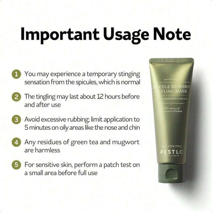 PESTLO Spicule Re-Born Exfoliating Peeling Mask 4.23 Oz./120ml - Gentle Exfoliation, Nourishing, Hydrating, Sebum Control, Soothing, Radiant Skin, Pore Tightening, All Skin Types