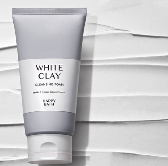 [HAPPY BATH] White Clay Cleansing Foam - 150g/Suitable for oily skin