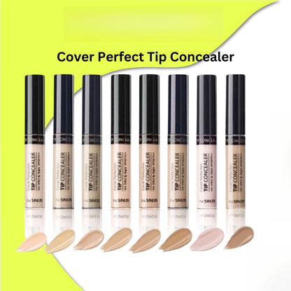 THE SAEM Cover Perfection Tip Concealer, Liquid Multi-Use Concealer, Full Coverage Makeup for Acne Dark Spots Dark Circles Hyperpigmentation and Blemishes