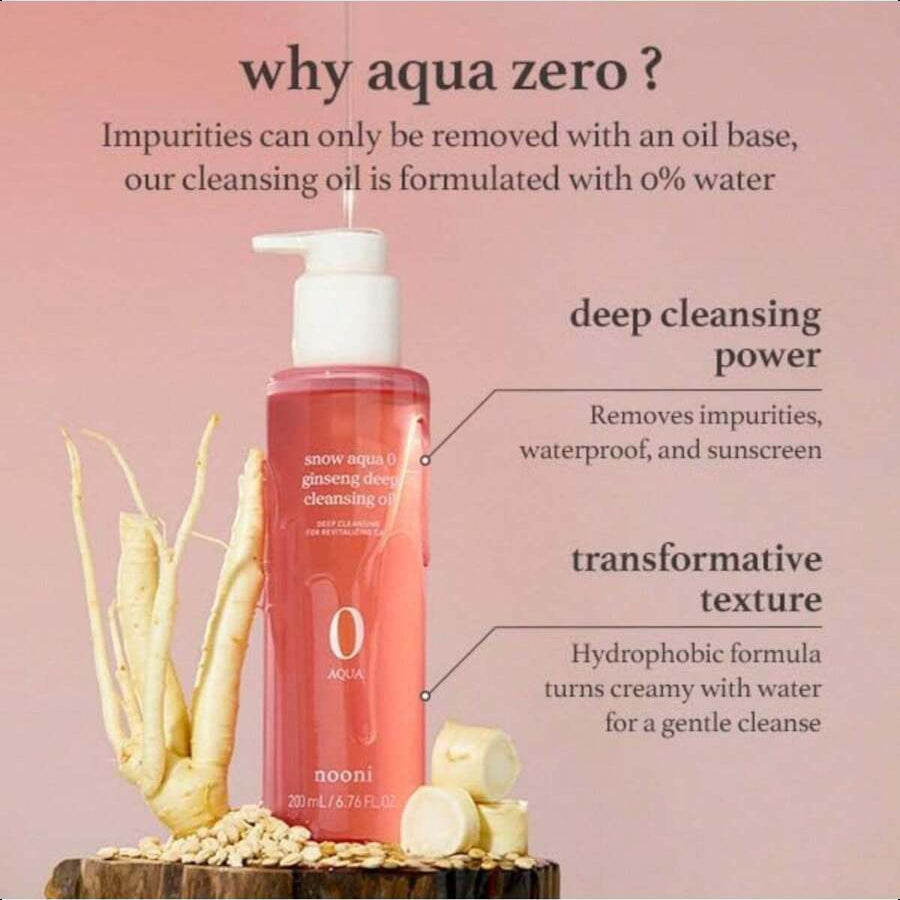 Nooni Snow Aqua 0 LHA Toning Cleansing Oil 200ml/6.76 Oz | Makeup Blackhead Remover, Pore Control, Glass Skin, Help Control Sebum