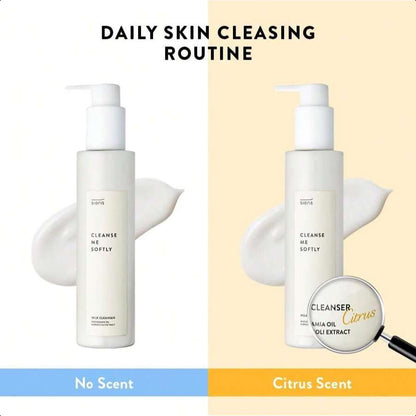 sioris Cleanse Me Softly Milk Cleanser, Citrus Scent 200ml/6.76 Oz, Vegan, Daily Gentle Skin Cleanser, Natural Citrus 62.6% Water