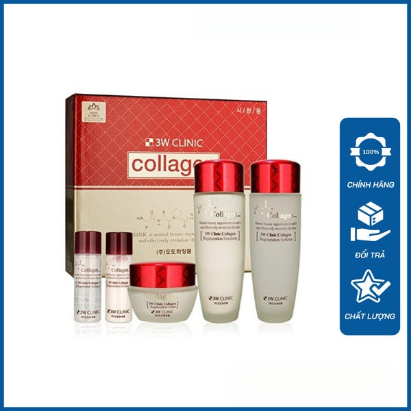 3w CLINIC Collagen skin care booster red box/Collagen Regeneration Softener 150ml/Collagen Regeneration Emulsion 150ml/Collagen Regeneration Cream 60ml 