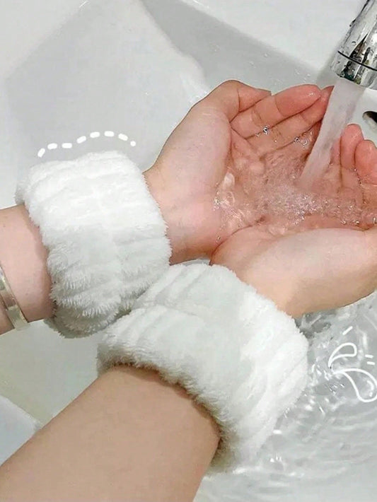 Solid Fuzzy Bath Wrist Band 1Pair