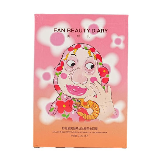 FAN BEAUTY DIARY Astaxanthin Double Antioxidant Good Morning Facial Mask - Brightens, Tightens, Firmens, Hydrates, Improves Dryness and Roughness. 5-plate pack