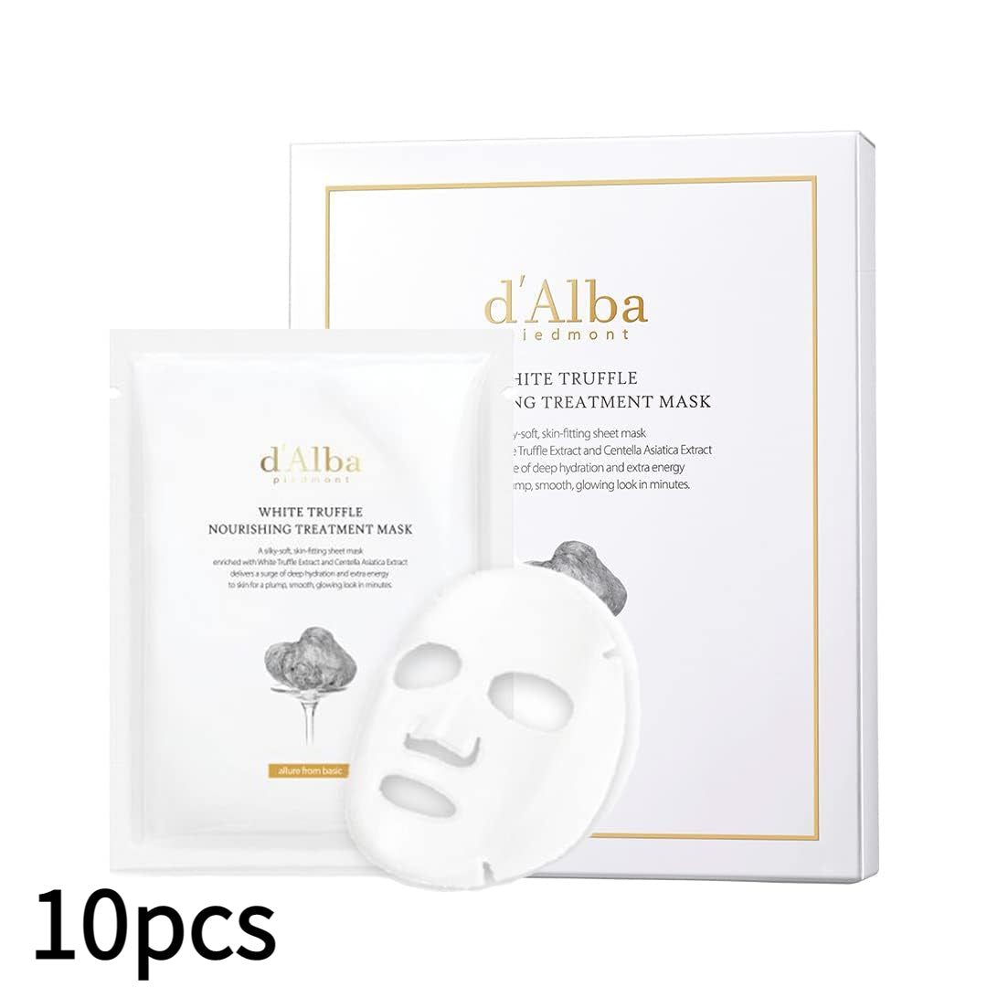 d’Alba Italian White Truffle Nourishing Mask, Vegan Skincare, Nourishing Sheet Mask for Dry and Tired Skin, Deep Hydration Mask, Korean Skin Care