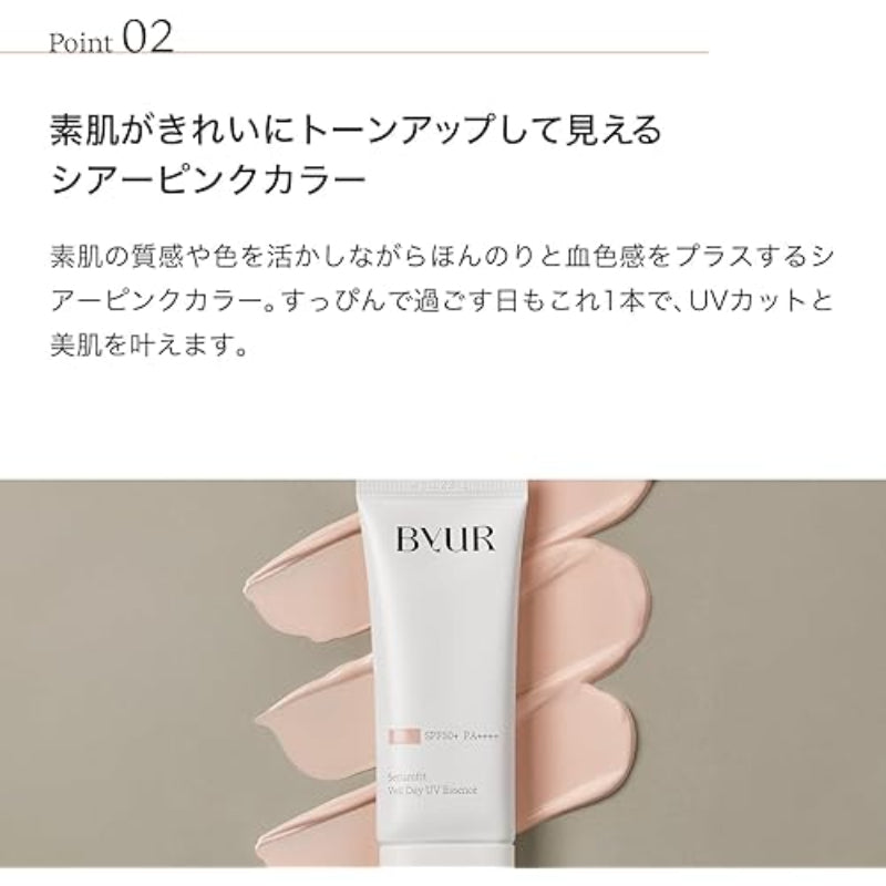 ByUR Makeup Base Sunscreen Sunscreen UV Cut SPF50+ PA++++ Tone Up Korea Serum Fit Veil Day UV Essence Sheer Pink