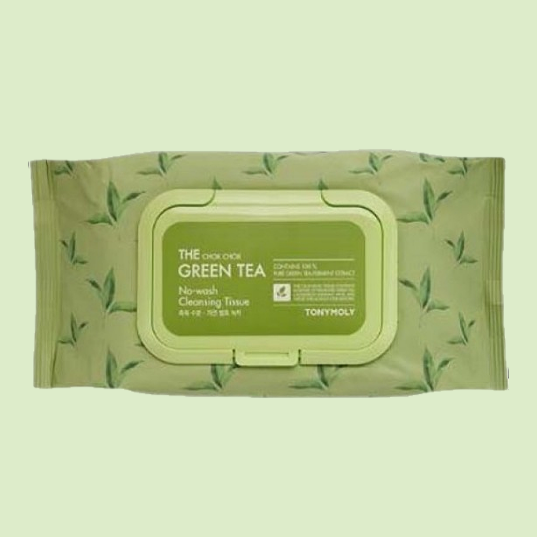 TONYMOLY The Chok Chok Green Tea No-Wash Cleansing Tissue Set 100 Sheets 2 Packs