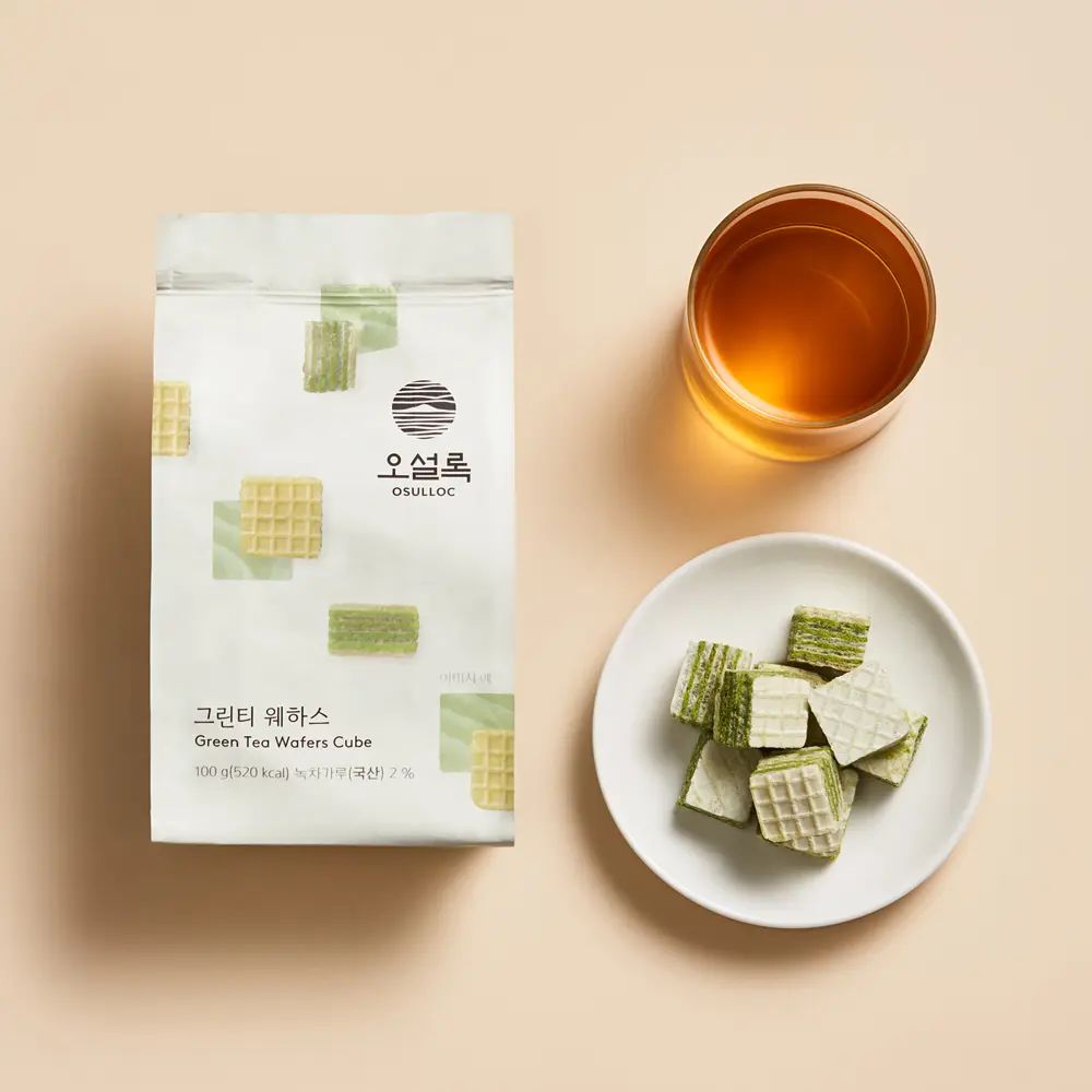 OSULLOC Green Tea Wafers Cube 100g