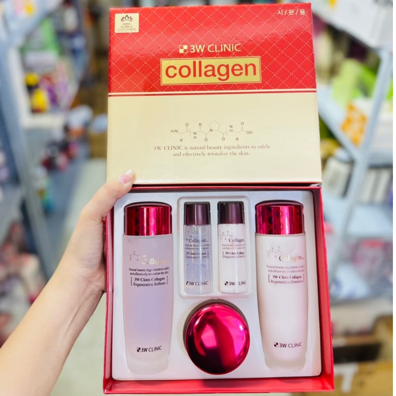 3w Clinic Collagen Skin Care 1set(3items)  Collagen Regeneration Sofner 150ml+30ml/Collagen Regeneration Emulsion 150ml+30ml /Collagen Regeneration Cream 60ml