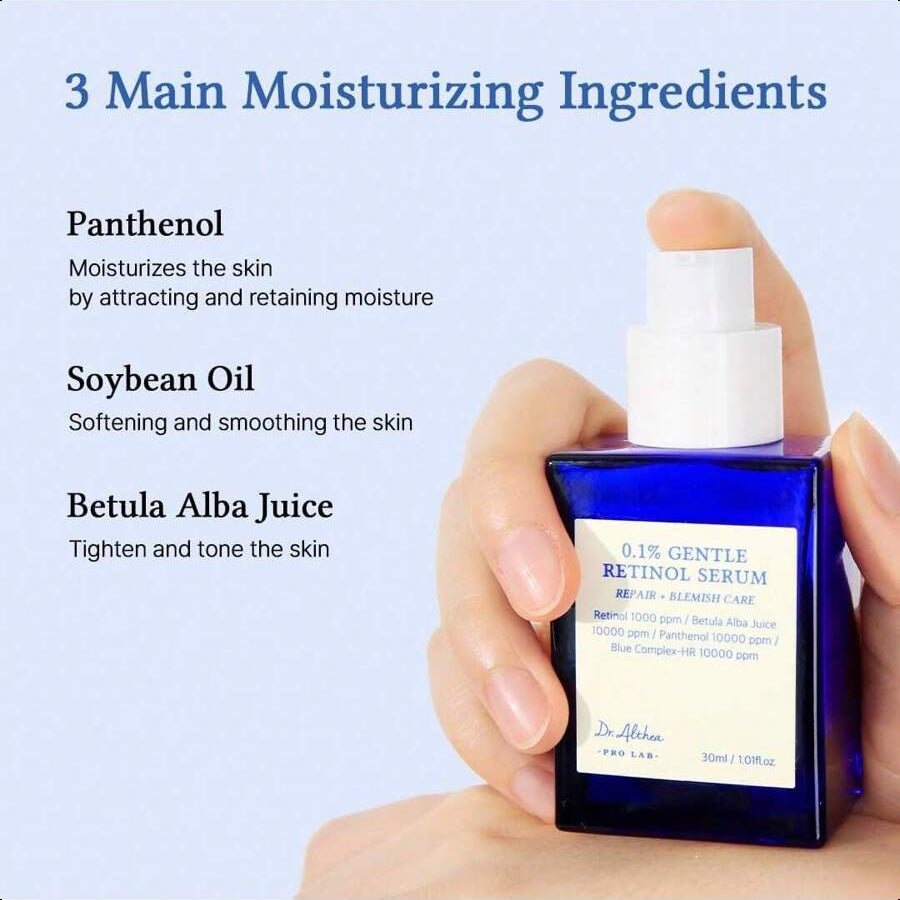 Dr. Althea 0.1 Gentle Retinol Serum - Korean Skincare, 1.01fl.Oz(30ml), Reduce Wrinkles, Fine Lines, & Signs Of Aging, Gentle Skincare For Day & Night