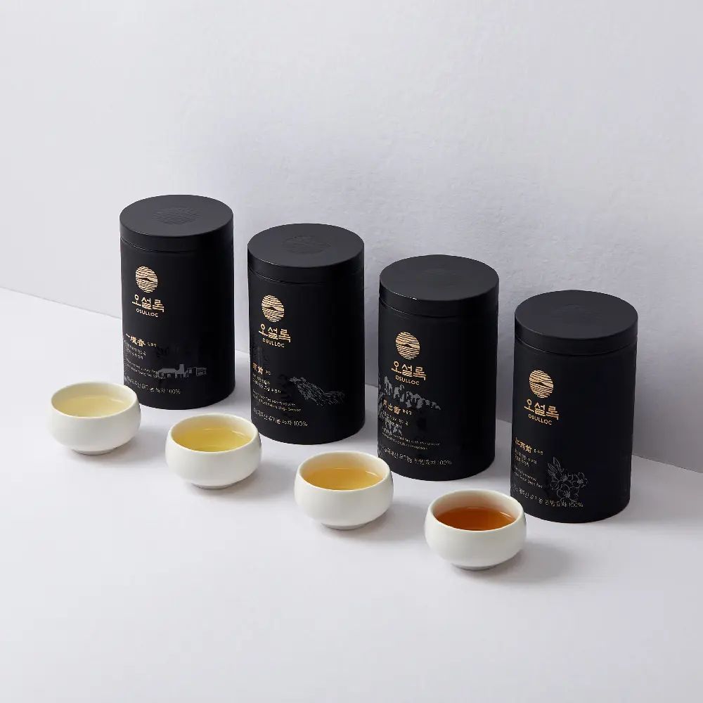 OSULLOC Master’s Premium Tea Gift Set, 4 Cans Total 160g, Jeju Whole Leaf Tea Collection, Luxury Gift Box