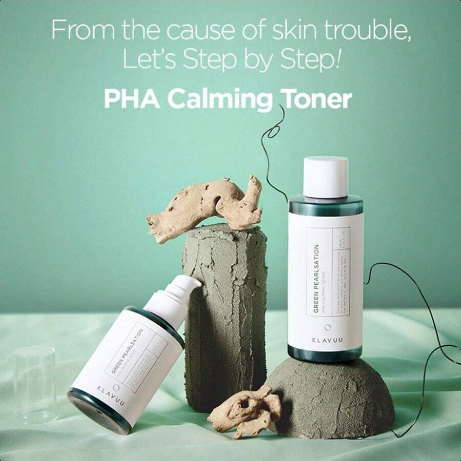 KLAVUU Green Pearlsation Pha Calming Serum 120ml/4.1oz | Mild Exfoliating Serum Infused With Polyhydroxy Acid (Pha) | Contains Tea Tree