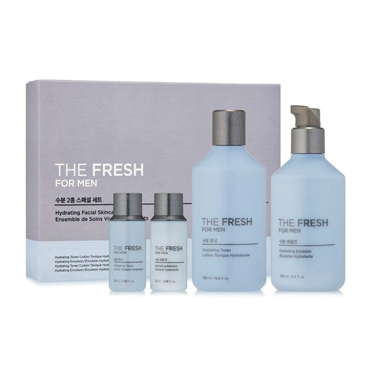 THE FACE SHOP The Fresh For Men Hydrating Facial Skincare Set (Toner 180ml+Emulsion 170ml+Toner 32ml+Emulsion 32ml)