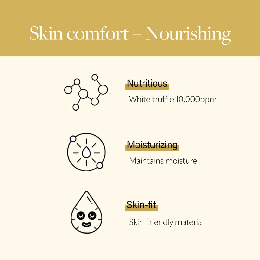 d’Alba Italian White Truffle Nourishing Mask, Vegan Skincare, Nourishing Sheet Mask for Dry and Tired Skin, Deep Hydration Mask, Korean Skin Care