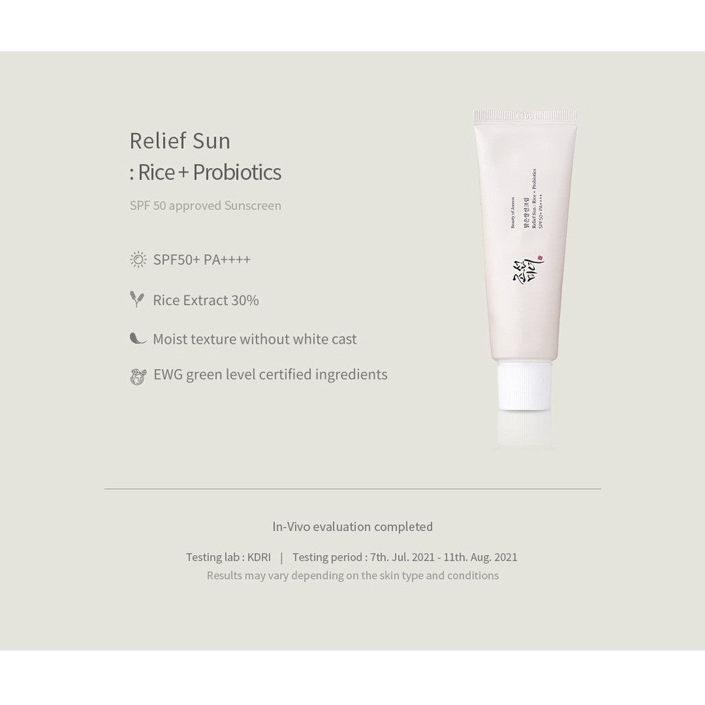 Beauty Of Joseon Relief Sun: Rice + Probiotics SPF50+ PA+++/ Glow Deep Serum / Dynasty Cream