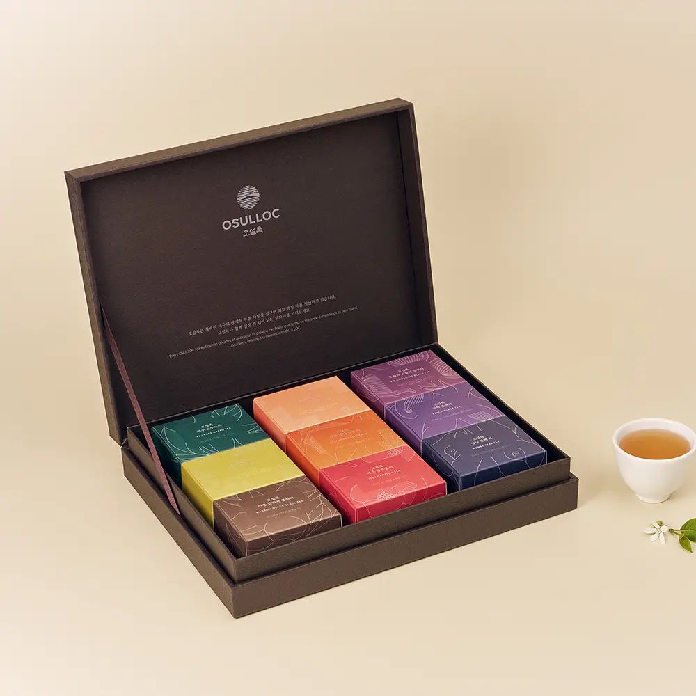 OSULLOC Premium Tea Collection Gift Set, 9 Assorted Flavors Tea Bags, Korean Jeju Tea Gift Box