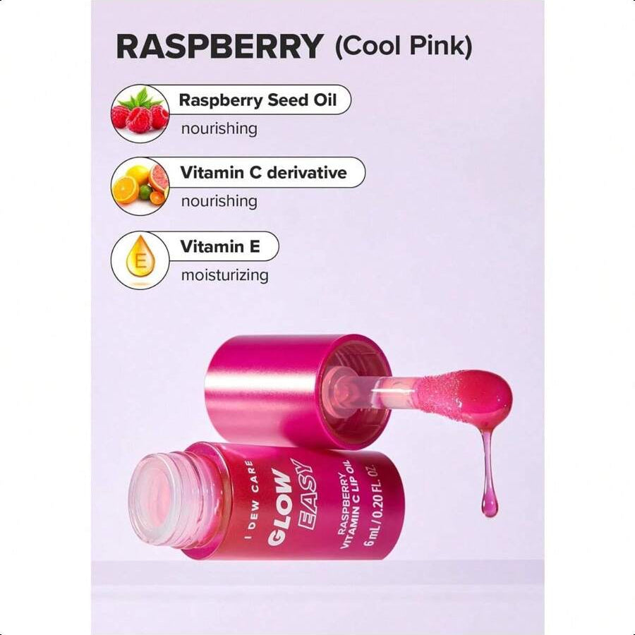 I Dew Care Lip Gloss - Glow Easy Raspberry 6ml/20 Oz | Jojoba Seed Oil, Vitamin C