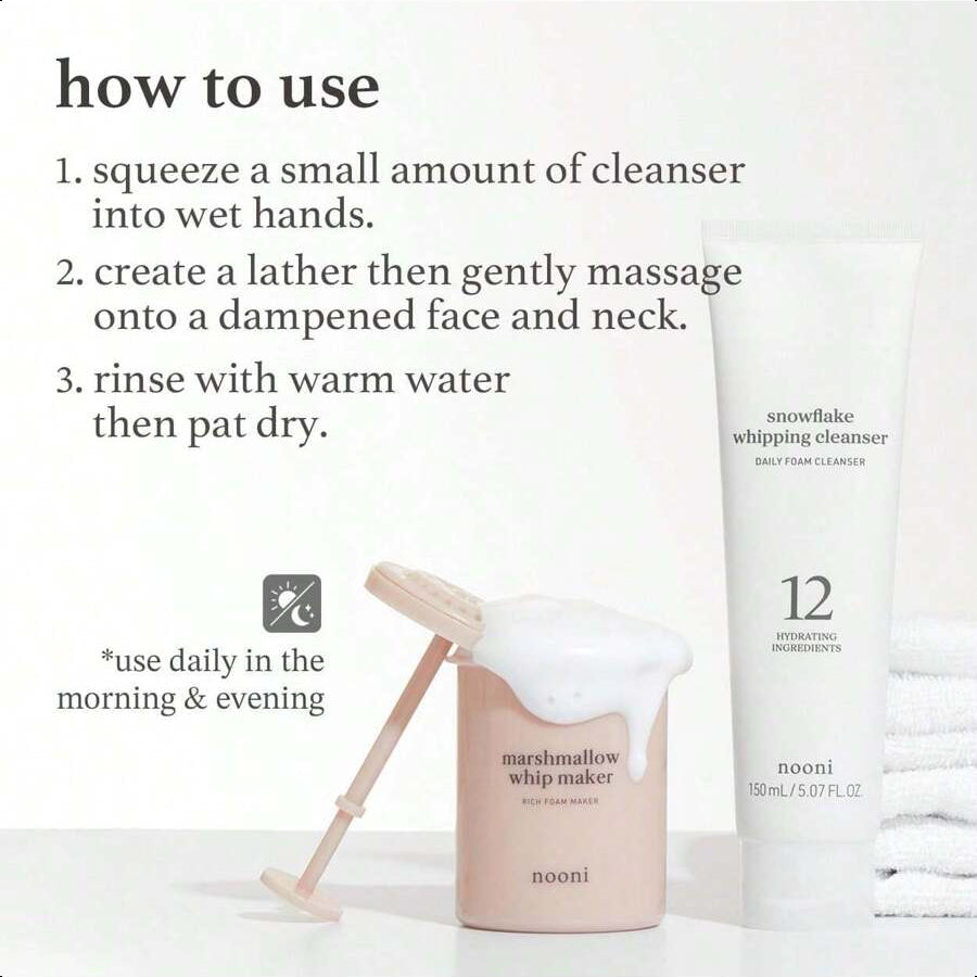 Nooni Snowflake Whipping Cleanser 150ml/5.07oz | Korean Glass Skin Care, Kbeauty, Facial Wash, Remove Impurities, Purigying