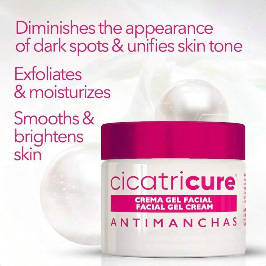 CICATRI Antimanchas Brightening Moisturizing Gel Cream 50g/1.7 Oz, Reduces Dark Spots, Patches And Boosts Skin Glow + Natural Radiance