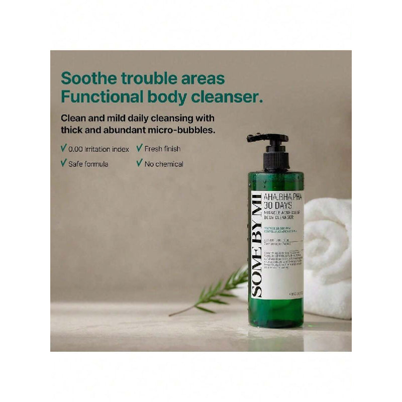 SOME BY MI AHA BHA PHA 30 Days Miracle Acne Clear Body Cleanser - 13.5oz, 400ml