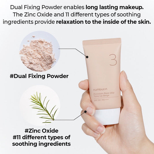 Numbuzin No.3 Porcelain Base-skip Tone Up Beige SPF50+PA++++ 50ml