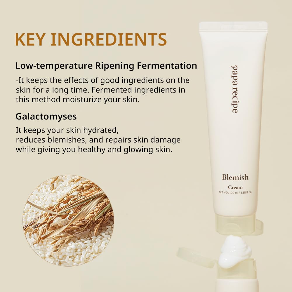Papa Recipe Blemish Cream, Hydrating Face Moisturizer for Dry, Sensitive Skin, Korean Skincare for Men and Women 100ml, 3.38fl oz