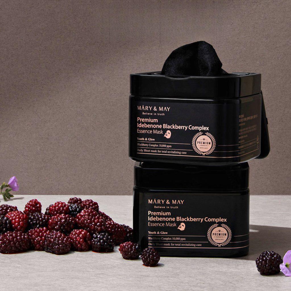 Mary & May Premium Idebenone Blackberry Complex Essence Mask - 20 sheets