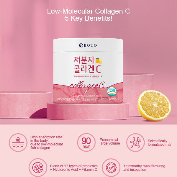 [Boto] Low Molecular CollagenC Korean Collagen 180g(2g*90T) Flis Collagen / Hyaluronic acid / Mixed Probiotic Powder / Korean Collagen