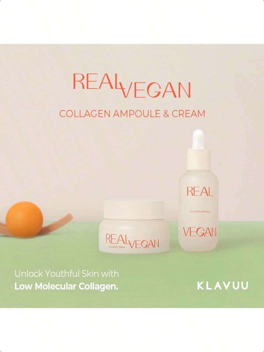 KLAVUU Real Vegan Collagen Ampoule 30ml/1.01 Oz | Powered By High - Potency Vegan Collagen | Deeply Penetrates Skin To Provide Intense Hydration