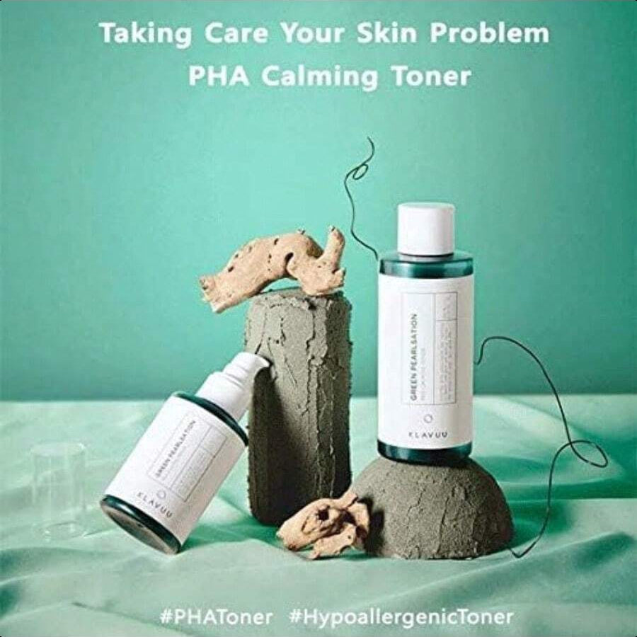 KLAVUU Green Pearlsation Pha Calming Toner 200ml/6.76 Oz | Infused With Gentle Pha (Polyhydroxy Acid) And Soothing Green Tea Extracts