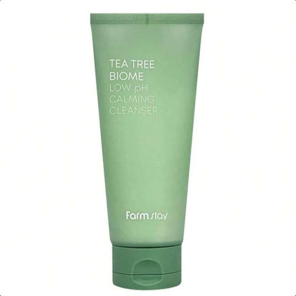 Farmstay Tea Tree Biome Low PH Calming Cleanser 180ml - Daily Facial Cleanser For Sensitive Skin, Korean Skin Care, Hydrating And Soothing Face Skin, Acne Free Cleansing Foam, Gentle Facial Cleanser, For