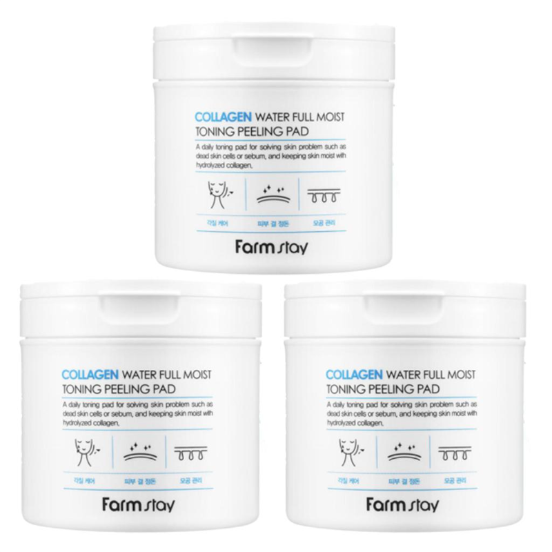 FARM STAY Collagen Water Full Moist Toning Peeling Pad 150ml (3 Options)
