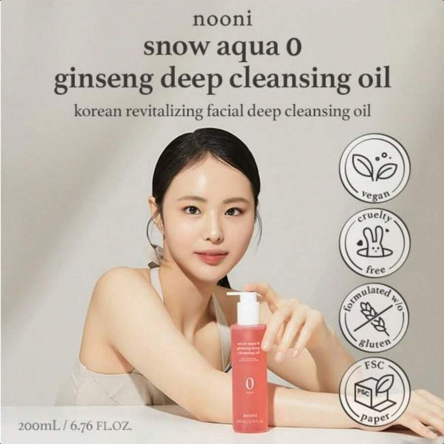 Nooni Snow Aqua 0 LHA Toning Cleansing Oil 200ml/6.76 Oz | Makeup Blackhead Remover, Pore Control, Glass Skin, Help Control Sebum