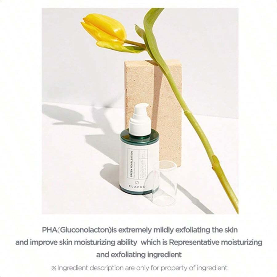 KLAVUU Green Pearlsation Pha Calming Serum 120ml/4.1oz | Mild Exfoliating Serum Infused With Polyhydroxy Acid (Pha) | Contains Tea Tree