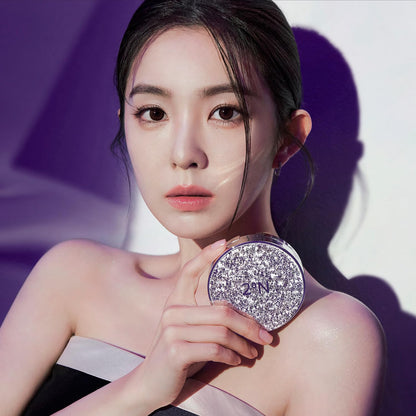 2aN Gleaming Tension Cushion Foundation Pact 0.45 oz, Korean Cushion Foundation Makeup, Lightweight & Buildable Coverage with Ceramides and Centella Asiatica