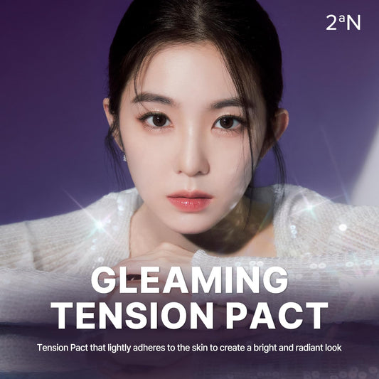 2aN Gleaming Tension Cushion Foundation Pact 0.45 oz, Korean Cushion Foundation Makeup, Lightweight & Buildable Coverage with Ceramides and Centella Asiatica